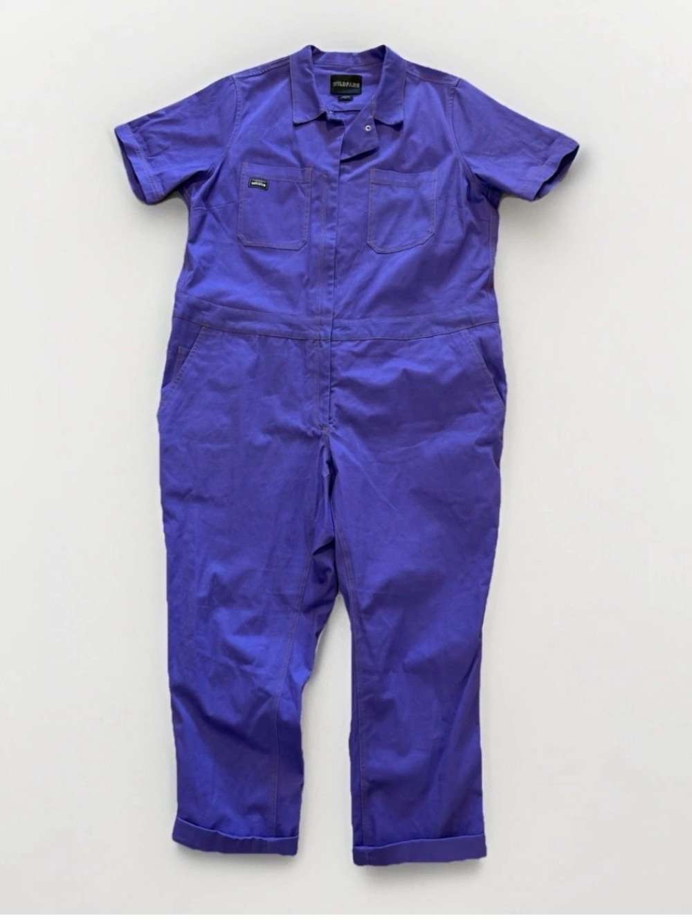 Wildfang The Essential Short Sleeve Coverall Sz 1X Zip Jumpsuit Men Women Purple